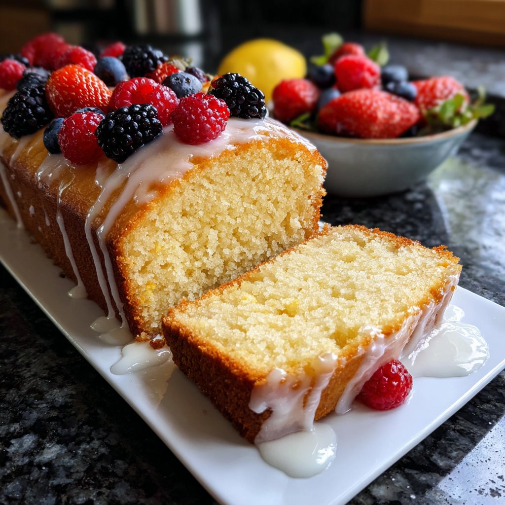 Zitronenkuchen mit Beeren