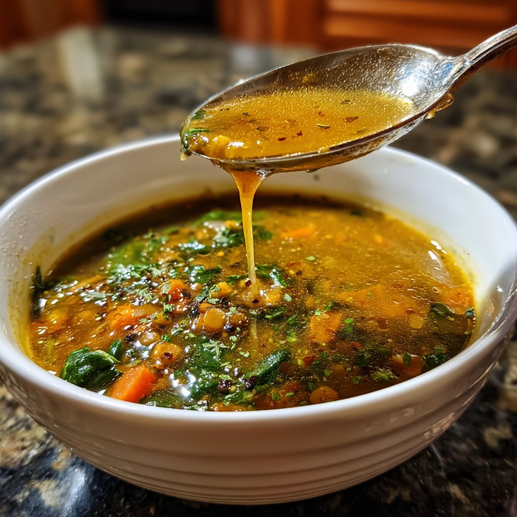 Linsensuppe mit Spinat