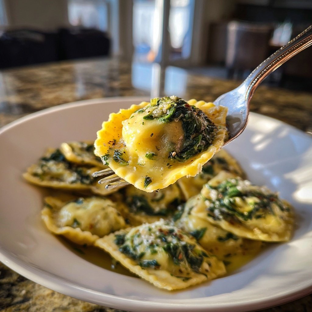 Ravioli mit Spinat und Butter-Salbei-Sauce