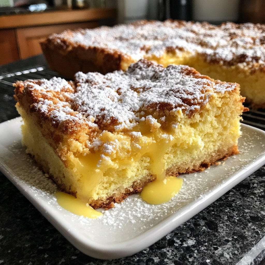 Blechkuchen mit Zitronenpudding