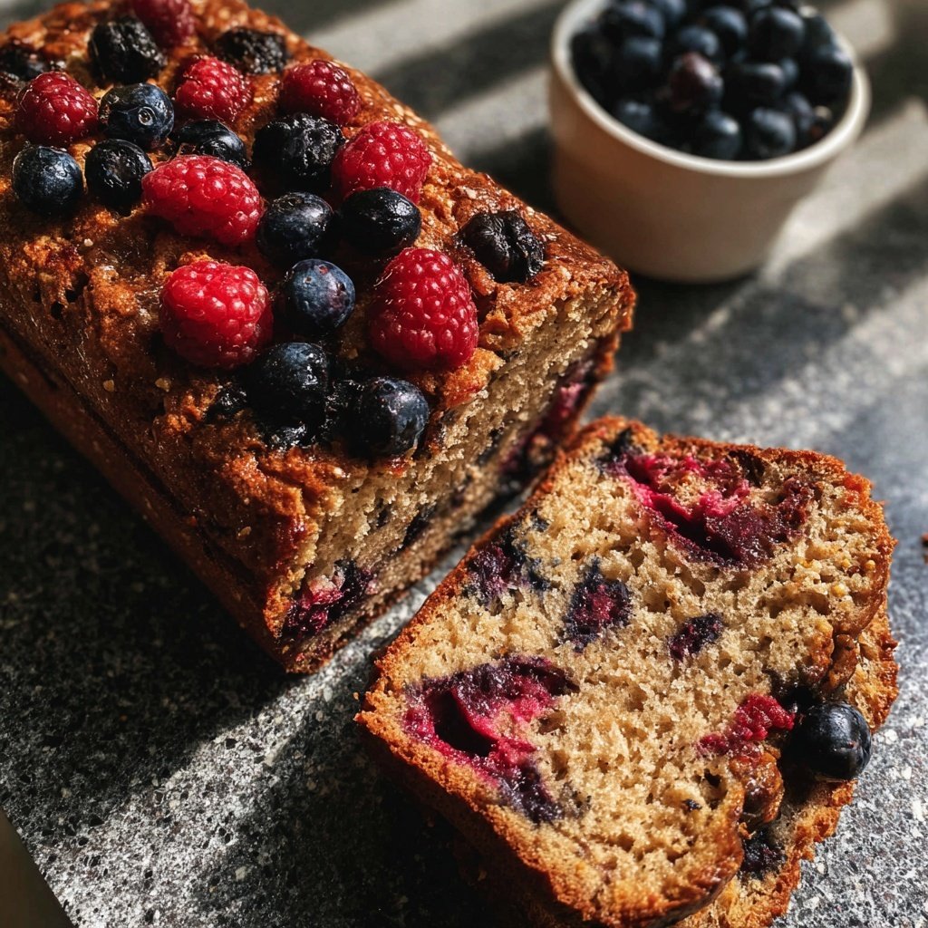 Bananenbrot mit Beeren