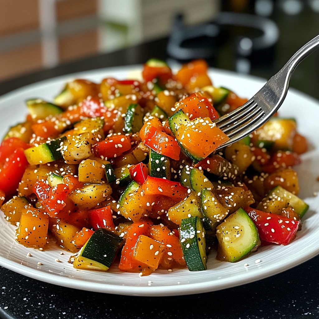 Gemüsepfanne mit Sesam